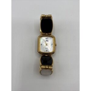 Alto Vintage Women's Watch, Model 3830 - Gold Tone/Black White Band, Japan No Ba